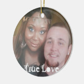 円のオーナメントにあなたの本当愛写真を置いて下さい セラミックオーナメント (左)