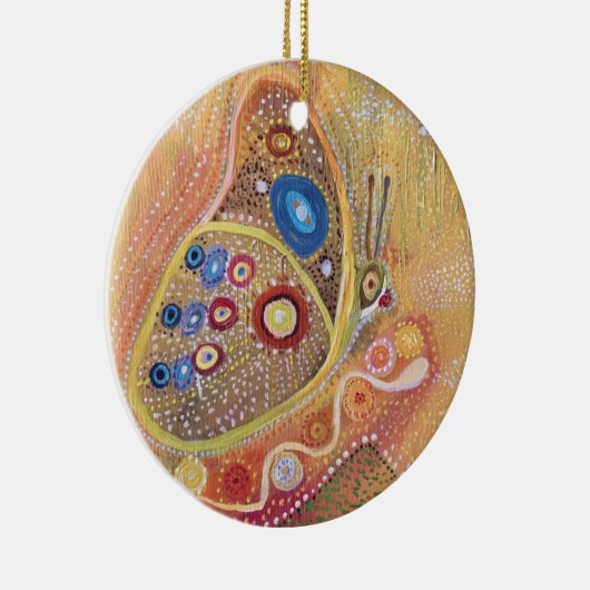 円のオーナメントの蝶芸術の絵画 セラミックオーナメント (右)