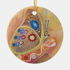 円のオーナメントの蝶芸術の絵画 セラミックオーナメント