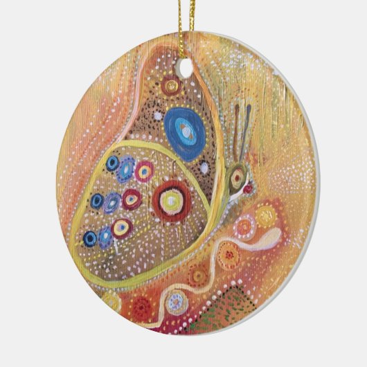 円のオーナメントの蝶芸術の絵画 セラミックオーナメント (左)