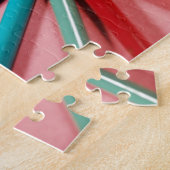 円のカラフルな鉛筆のクレヨン ジグソーパズル (側面)