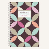円のカラフル幾何学的パターン ノートブック (正面)