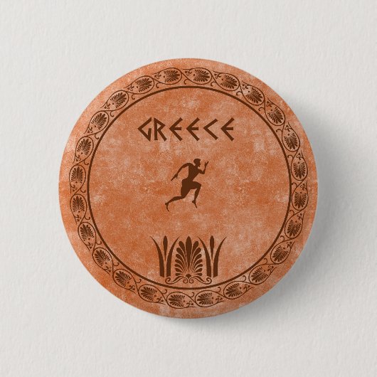 円のギリシャのデザイン 缶バッジ (正面)