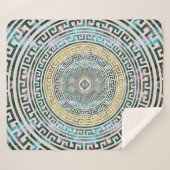 円のギリシャの雷文パターン-ギリシャ人の鍵 シェルパブランケット (正面(横))