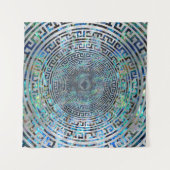 円のギリシャの雷文パターン-ギリシャ人の鍵 タペストリー (正面(横))