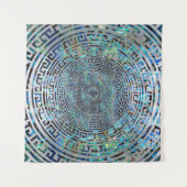 円のギリシャの雷文パターン-ギリシャ人の鍵 タペストリー (正面)