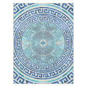 円のギリシャの雷文パターン-ギリシャ人の鍵 テーブルクロス (正面)