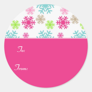 円のクリスマスのギフトのラベルのステッカーLabels//Pink ラウンドシール