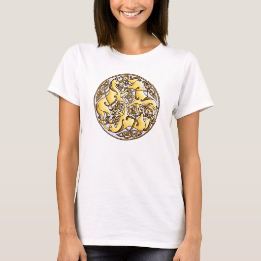 円のケルト族の馬そして結び目 Tシャツ (正面)