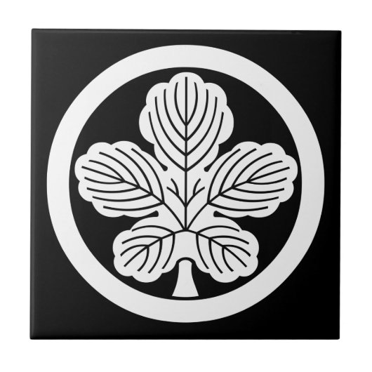 円のコウゾの葉 タイル (正面)