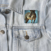 円のシマウマの正方形Pin 缶バッジ (インサイチュ)