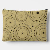 円のデザイン黒光金ゴールド アクセサリーポーチ (正面)