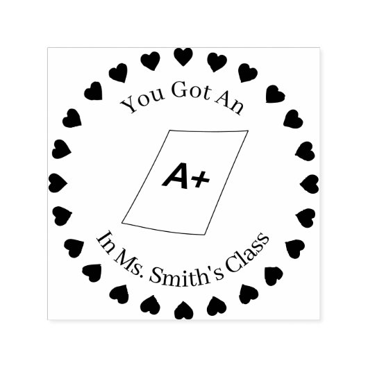 円のハート、先生A+ セルフインキングスタンプ (デザイン)