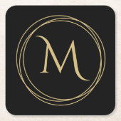 円のモノグラムイニシャル スクエアペーパーコースター (正面)