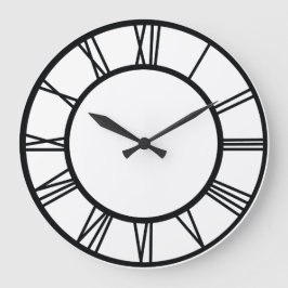円のローマ数字（黒） ラージ壁時計