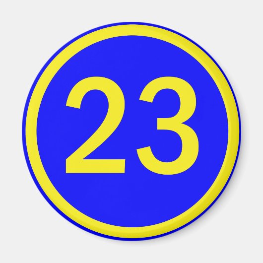 円の中の数値23 マグネット (正面)