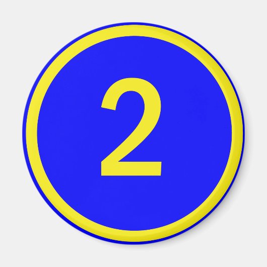 円の中の数値2 マグネット (正面)