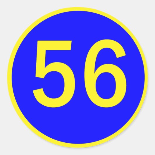 円の中の数値56 ラウンドシール (正面)