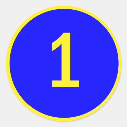 円の中の数字1 ラウンドシール (正面)