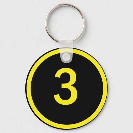 円の中の数字3 キーホルダー (正面)