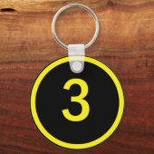 円の中の数字3 キーホルダー (正面)