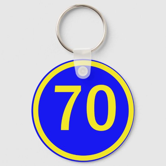 円の中の数字、70 キーホルダー (正面)