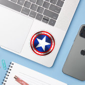 円の中の星条旗 I LOVE USA シール (ノートパソコンとiPhone)