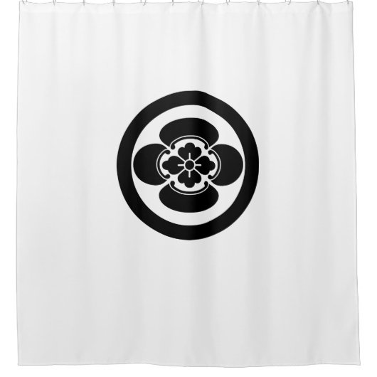 円の中の木工 シャワーカーテン (正面)