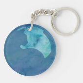 円の中の猫 – 青 キーホルダー (裏面)