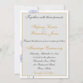 円の付いた青い花(薄い灰色) 招待状 (裏面)