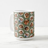 円の写真パターン – 12写真 – 緑のセージ コーヒーマグカップ (正面左)