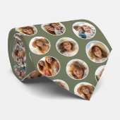 円の写真パターン – 12写真 – 緑のセージ ネクタイ (ロール)