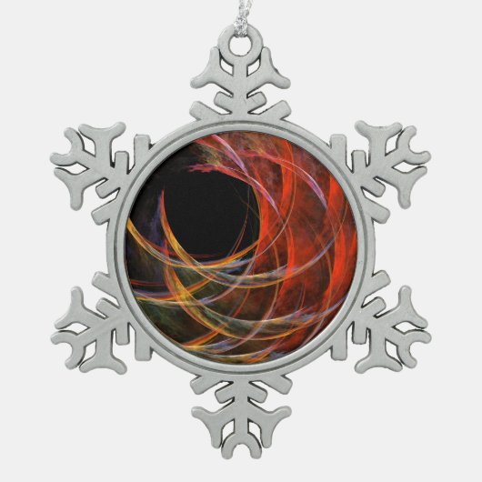 円の分割抽象芸術アート スノーフレークピューターオーナメント (正面)