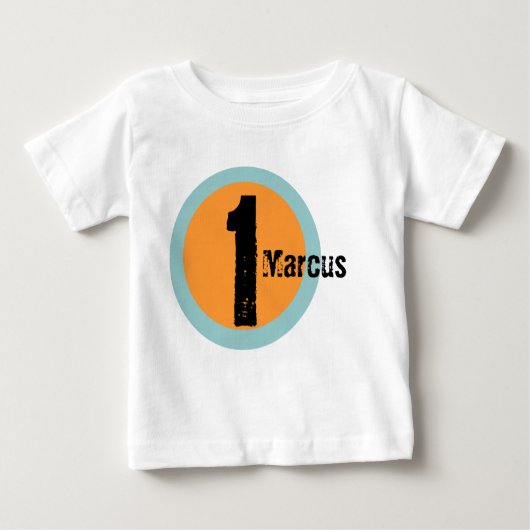 円の名前および年齢の第1誕生日のTシャツ ベビーTシャツ (正面)
