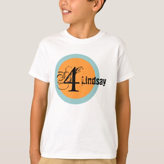 円の名前および年齢の第4誕生日のTシャツ Tシャツ (正面)