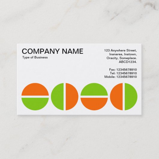 円の回転 – オレンジと緑 名刺 (正面)