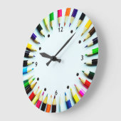 円の多彩な鉛筆/クレヨン + あなたのアイディア ラージ壁時計 (傾斜)