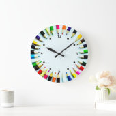 円の多彩な鉛筆/クレヨン + あなたのアイディア ラージ壁時計 (ホーム)