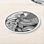 円の抽象的なZendala ラウンドペーパーコースター (アングル)