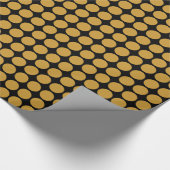 円の斑点 – 黒に金ゴールド茶色 ラッピングペーパー (角)