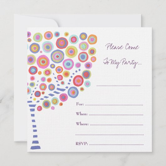 円の木のレトロのブランクは招待状を記入します 招待状 (裏面)