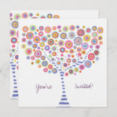 円の木のレトロのブランクは招待状を記入します 招待状 (正面/裏面)