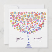 円の木のレトロのブランクは招待状を記入します 招待状 (正面)