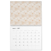 円の模様のある茶色の背景 カレンダー (3月 2027)