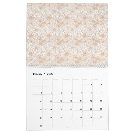 円の模様のある茶色の背景 カレンダー (1月 2027)