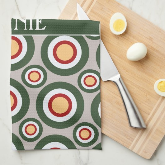 円の灰色の緑のパタミニマルーン キッチンタオル (四つ折り)