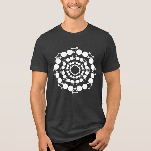 円の白い様式化された自転車 トライブレンドTシャツ (正面)