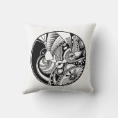 円の白黒抽象的なZendala クッション (裏面)
