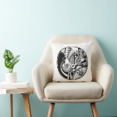 円の白黒抽象的なZendala クッション (椅子)