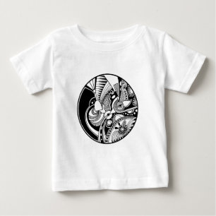円の白黒抽象的なZendala ベビーTシャツ